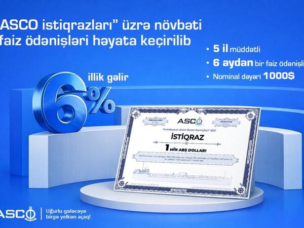 ASCO istiqrazları üzrə növbəti faizlər ödənilib