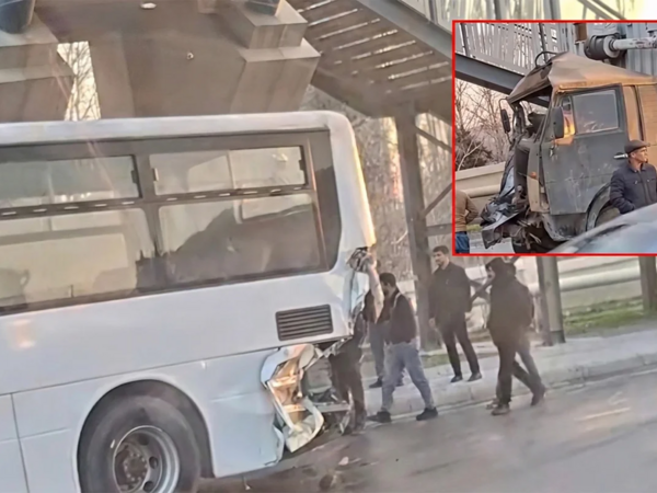 “KamAZ” 114 nömrəli avtobusa çırpıldı -  Ağır qəza