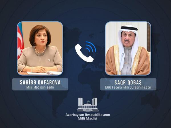 Sahibə Qafarova BƏƏ Federal Milli Şurasının sədri ilə İranın əsassız hücumlarını müzakirə edib