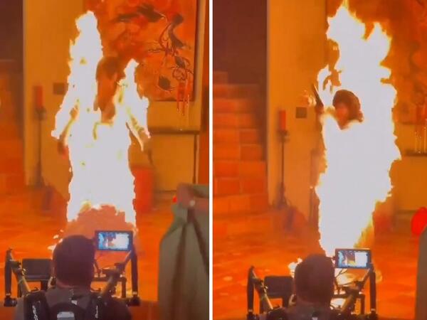 Dünya ulduzu klip çəkilişində alovlar içində qaldı