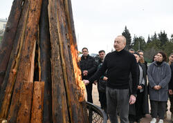 Prezident İlham Əliyev Xocavənddə tonqal yandırdı - <span class="color_red">VİDEO</span>