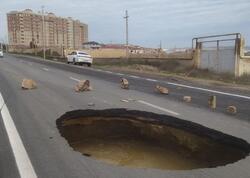 Yeni çəkilən yol ÇÖKDÜ