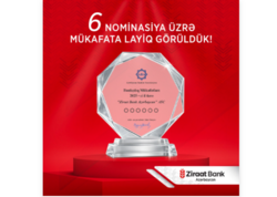 "Ziraat Bank Azərbaycan" ABA tərəfindən 6 nominasiya üzrə mükafatlandırılıb