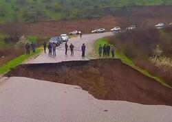 Qusarda yol ikiyə bölündü - <span class="color_red">VİDEO</span>