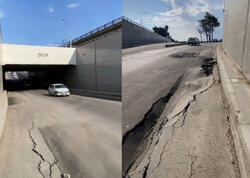 Sabunçu tunelində bu dəfə yol ÇÖKDÜ - <span class="color_red">VİDEO</span>