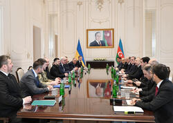 Qəbələdə İlham Əliyevin Ukrayna Prezidenti ilə geniş tərkibdə görüşü keçirilir