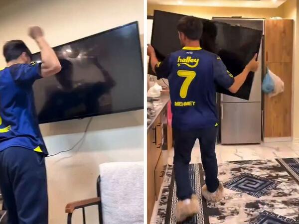 "Fənərbağça" azarkeşi özündən "çıxdı" - Televizoru pəncərədən atdı - <span class="color_red">VİDEO</span>