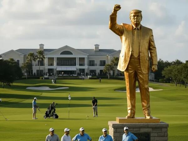 Trampın qızıl heykəli ucaldıldı