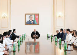 Prezident İlham Əliyev Avropa çempionatında komanda hesabında çempion olan güləşçiləri qəbul edib