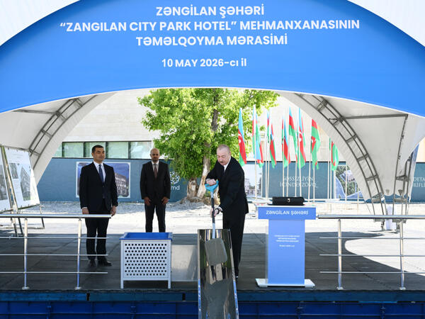 Prezident İlham Əliyev Zəngilan şəhərində sakinlərlə görüşüb, “Zangilan City Park Hotel”in təməlini qoyub - <span class="color_red">FOTO</span>