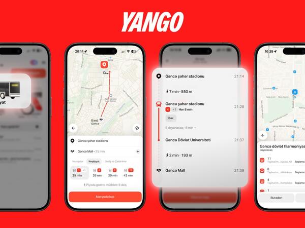 Gəncə sakinləri indi “Yango” tətbiqində ictimai nəqliyyat marşrutlarını planlaşdıra bilərlər