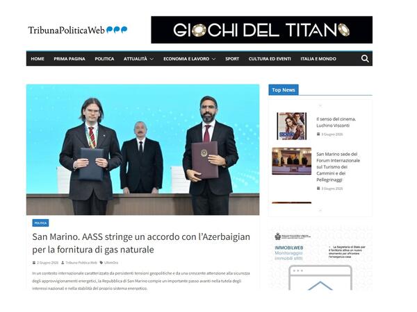 San-Marino mətbuatı Azərbaycandan birbaşa qaz tədarükünün əhəmiyyətini vurğulayıb
