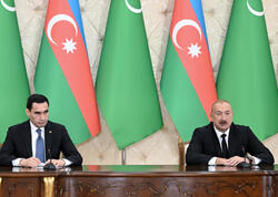 Prezident İlham Əliyev və Türkmənistan Prezidenti Sərdar Berdiməhəmmədov mətbuata bəyanatlarla çıxış ediblər - <span class="color_red"> (Foto)</span>