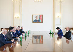 Prezident İlham Əliyev Türkiyə Böyük Millət Məclisi sədrinin rəhbərlik etdiyi nümayəndə heyətini qəbul edib - (Foto)