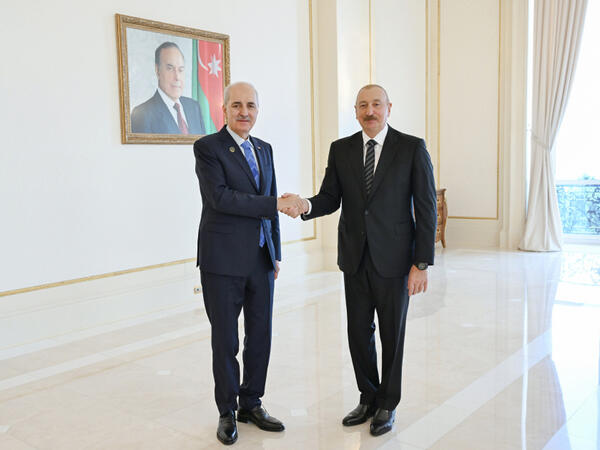 Prezident İlham Əliyev Türkiyə Böyük Millət Məclisi sədrinin rəhbərlik etdiyi nümayəndə heyətini qəbul edib