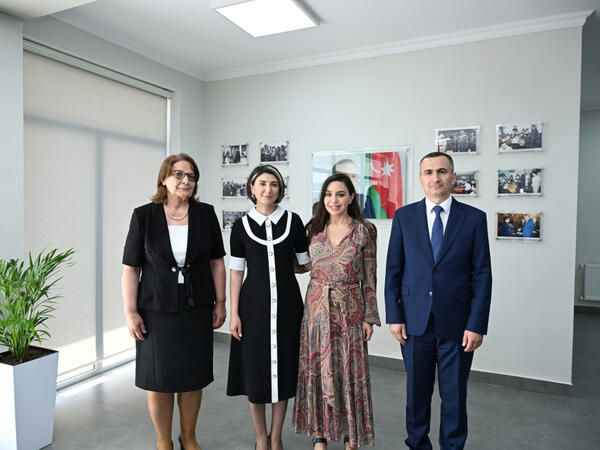 Leyla Əliyeva Yevlaxda məktəb binasının açılışında iştirak edib - <span class="color_red">(Foto)</span>