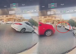 Bakıxanovda əks yola çıxan sürücü qəza törətdi <span class="color_red">(Video)</span>