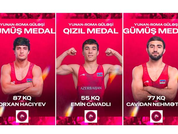 Azərbaycan güləşçiləri Avropa çempionatına 1 qızıl, 2 gümüş medalla başlayıblar