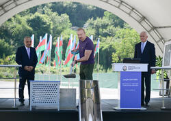 Prezident İlham Əliyev Laçında “Həkəriçay” su anbarının təməlini qoyub - (Foto)