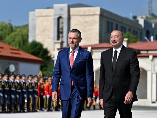 Slovakiya Prezidenti Peter Pelleqrininin Şuşada rəsmi qarşılanma mərasimi olub - (Foto)