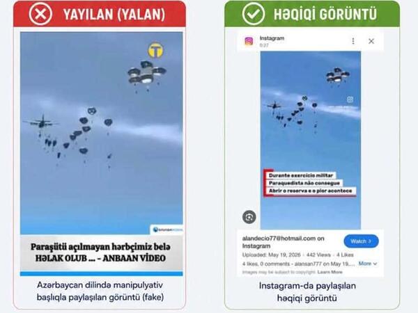 Ölən hərbçimizlə bağlı yayılan paraşüt görüntüləri yalandır <span class="color_red">(Foto)</span>