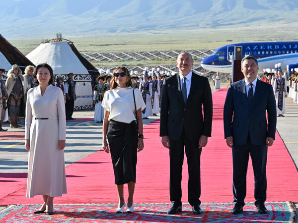 Prezident İlham Əliyev Qırğızıstana dövlət səfərinə gəlib - <span class="color_red">(Foto)</span>
