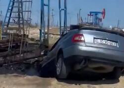 Bakıda  “Audi” neft quyusuna düşdü - <span class="color_red"> (Video)</span>