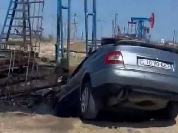 Bakıda  “Audi” neft quyusuna düşdü - <span class="color_red"> (Video)</span>