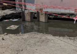 Sumqayıtda yol çökdü: Yaşayış binasına doğru irəliləyir