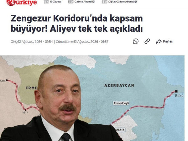 Prezident İlham Əliyevin Zəngəzur dəhlizi ilə bağlı fikirləri Türkiyə mediasının diqqət mərkəzindədir - <span class="color_red">(Foto)</span>