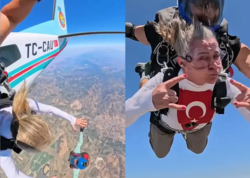 “Uzak Şehir”in 60 yaşlı aktrisası paraşütlə təyyarədən atıldı - <span class="color_red">(Video)</span>