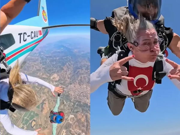 “Uzak Şehir”in 60 yaşlı aktrisası paraşütlə təyyarədən atıldı - <span class="color_red">(Video)</span>