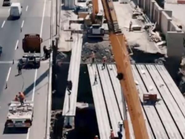 Magistral yol üzərində ikinci körpünün inşası davam edir