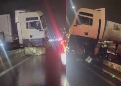 Yük avtomobili Bakı-Sumqayıt yolunda arakəsməyə çırpıldı - <span class="color_red">(Video)</span>