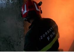 Binəqədidə yarımtikilidə yanğın olub - <span class="color_red">(Video)</span>