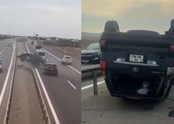 Yuxulu sürücü “Prado”nu aşırdı - <span class="color_red">(Video)</span>