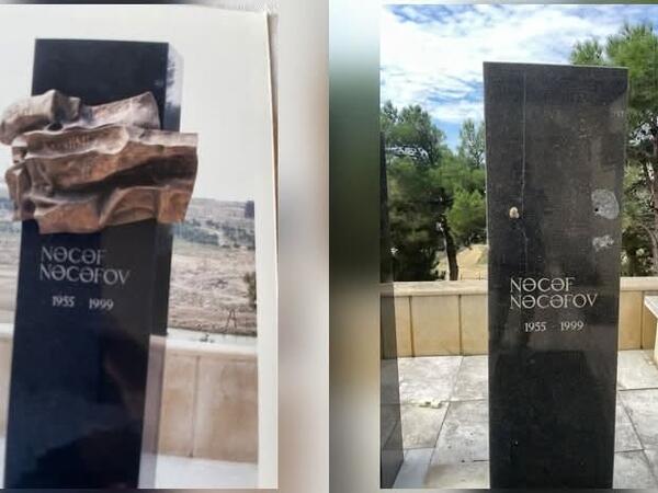 Mərhum jurnalistin məzarından bürünc barelyef oğurlanıb