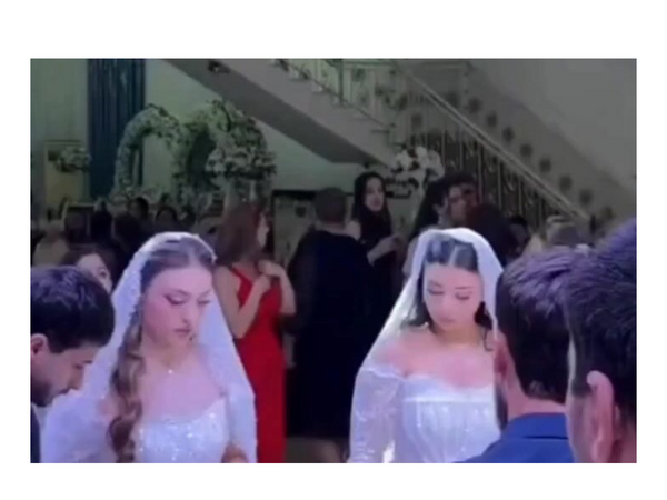 İki gəlin, iki bəy eyni məclisdə evləndi – <span class="color_red">(Video)</span>