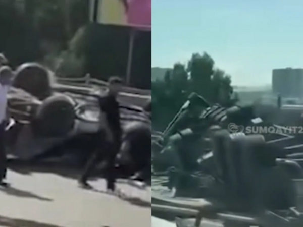 Bakı-Sumqayıt yolunda ağır qəza - Avtomobillər aşdı - <span class="color_red">(Video)</span>