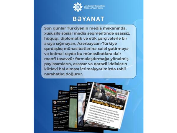 Azərbaycan tərəfi Türkiyə mediasında baş verən prosesləri diqqətlə izləyir - Media və Yayım Şurası