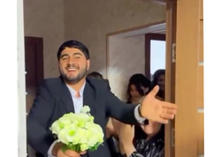 Toyda bəyin sevinci diqqət çəkdi - <span class="color_red">(Video)</span>