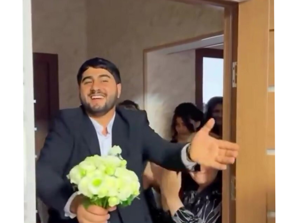 Toyda bəyin sevinci diqqət çəkdi - <span class="color_red">(Video)</span>