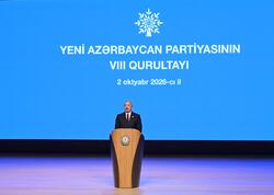 Prezident İlham Əliyev Yeni Azərbaycan Partiyasının VIII Qurultayında çıxış edir - (Foto)