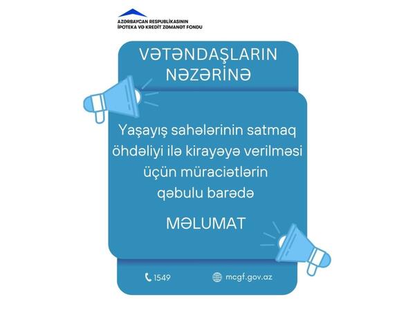 Sabahdan kirayə mənzil mexanizmi üzrə müraciətlərin qəbulu müvəqqəti dayandırılır