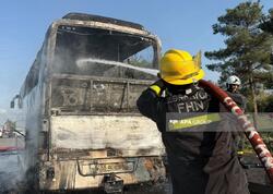 Ucarda sərnişin avtobusu yandı