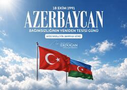 Ərdoğan Azərbaycanı Müstəqilliyin Bərpası Günü münasibətilə təbrik etdi