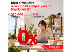 Kiçik biznesin böyük hədəflərinə Ziraat Bank Azərbaycandan sərfəli maliyyə dəstəyi!
