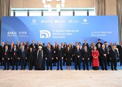 Prezident İlham Əliyev VII Ümumdünya Mədəniyyətlərarası Dialoq Forumunun açılışında çıxış edir