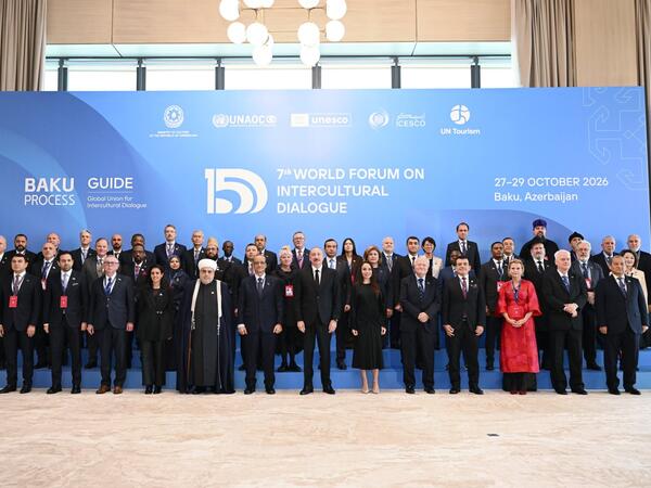Prezident İlham Əliyev VII Ümumdünya Mədəniyyətlərarası Dialoq Forumunun açılışında çıxış edir