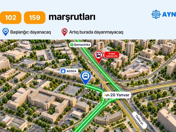“20 Yanvar” yaxınlığındakı dayanacaqdan daha dörd marşrut çıxarılır
